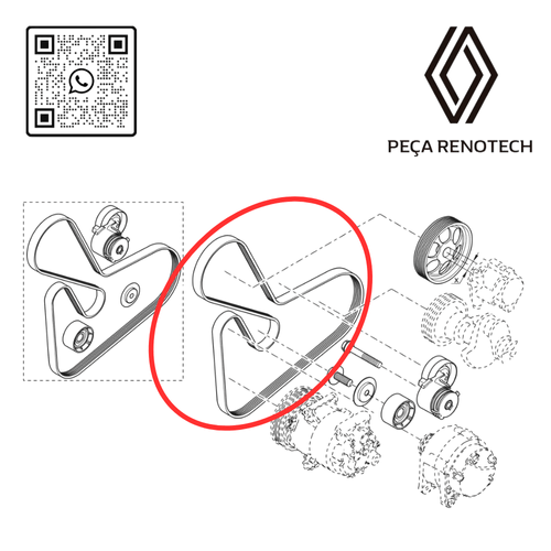 7700111671  CORREIA DO ALTERNADOR - AR+DIRECAO - 5PK1750 - 1.6 16V K4M_1.6 8V K7M  RN 111671 - I -3-